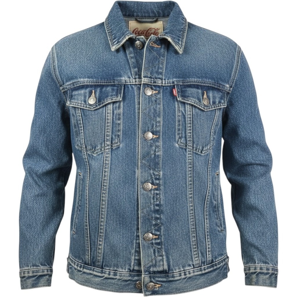 Vintage Coca-Cola Denim Trucker Jacket Mens Blue Jean Branded Americana Retro